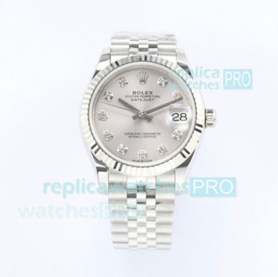 EW Rolex Datejust 31 Ladies Replica Watch Silver Diamond Dial Jubilee Bracelet